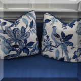 D30. Pair of blue and white pillows. 